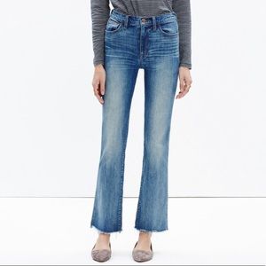 Madewell 10" High Riser Cali Demi-Boot Jeans Raw Frayed Hem Edition Sz 24 E5296